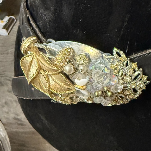 Embellished belt buckle with a vintage Gold and Silver Accents
